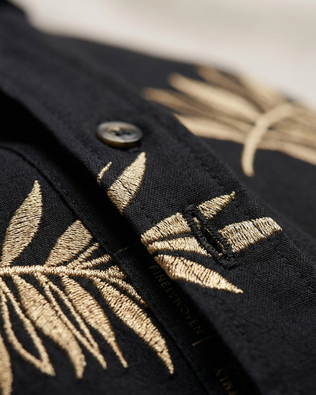 Men’s Black Premium Leaf embroidery Party Shirt