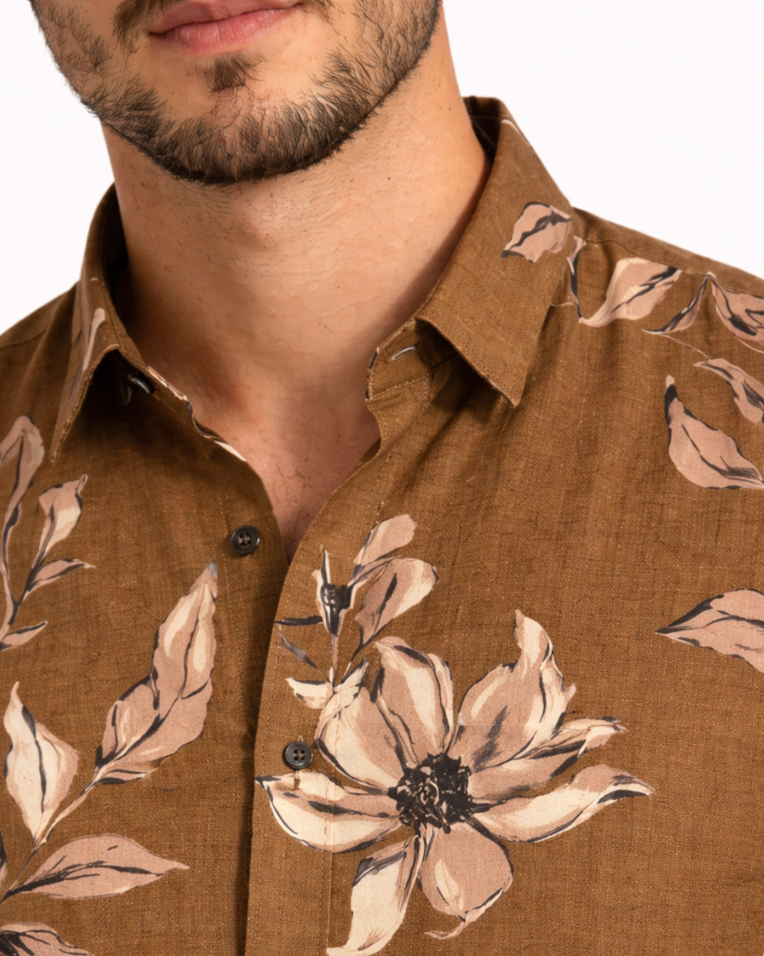 Men’s Brown Floral Print Premium Shirt