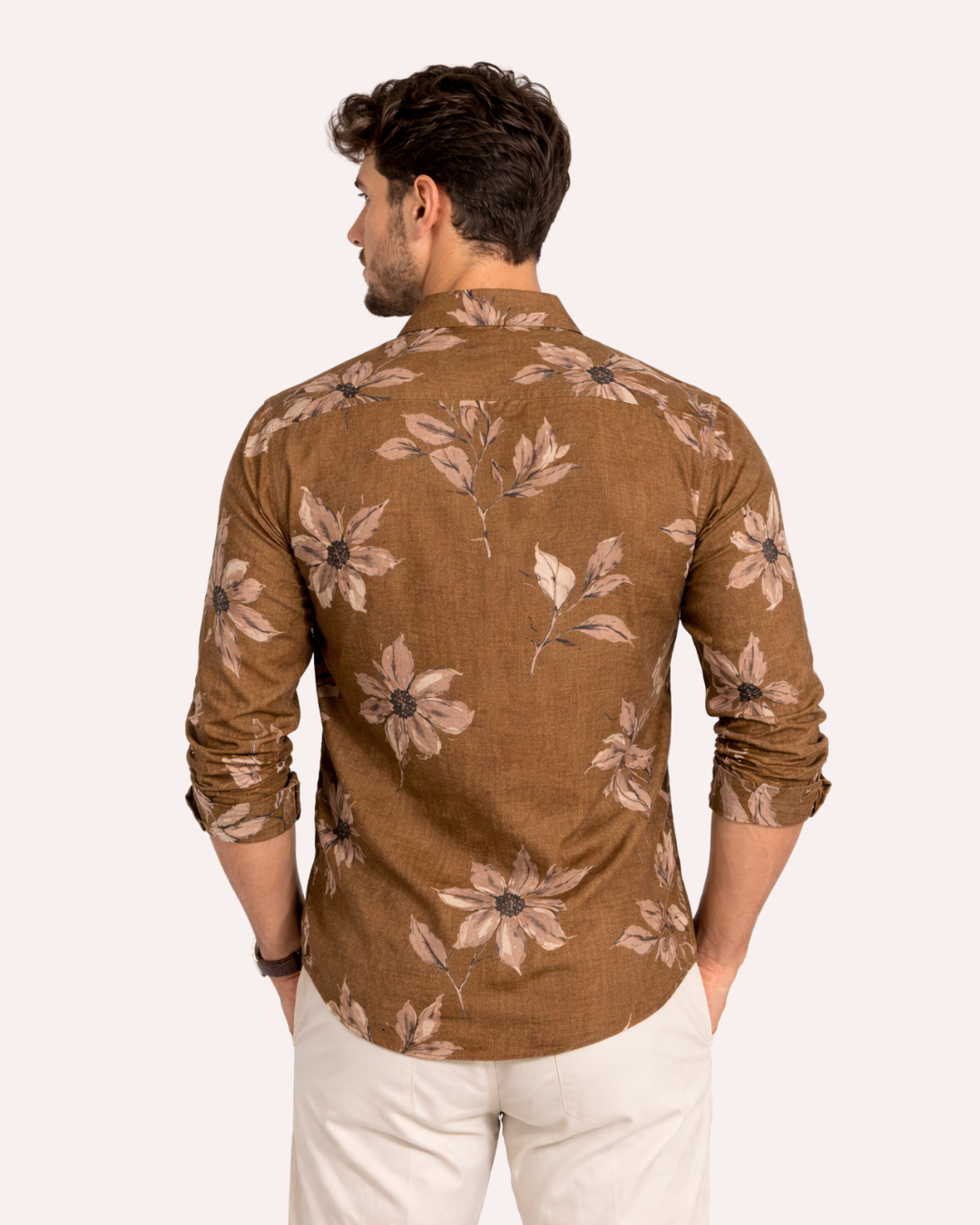 Men’s Brown Floral Print Premium Shirt